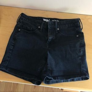 Black high rise midi shorts